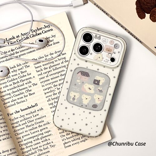 春日部防卫队Fighting｜日韩ins小清新奶白星星底可爱考拉日常小屋适用苹果17/16promax双面手机壳iphone15