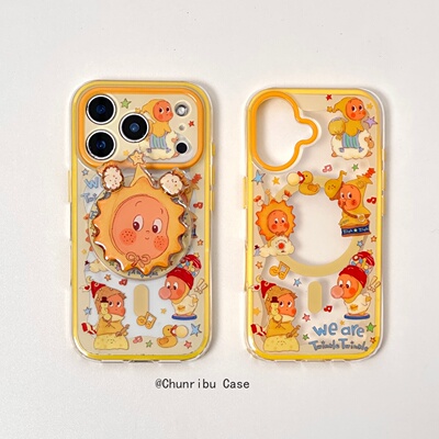 春日部防卫队Fighting｜可爱卡通ins黄边星星人男孩适用苹果17/16promax手机壳二合一磁吸支架iphone15/14/13