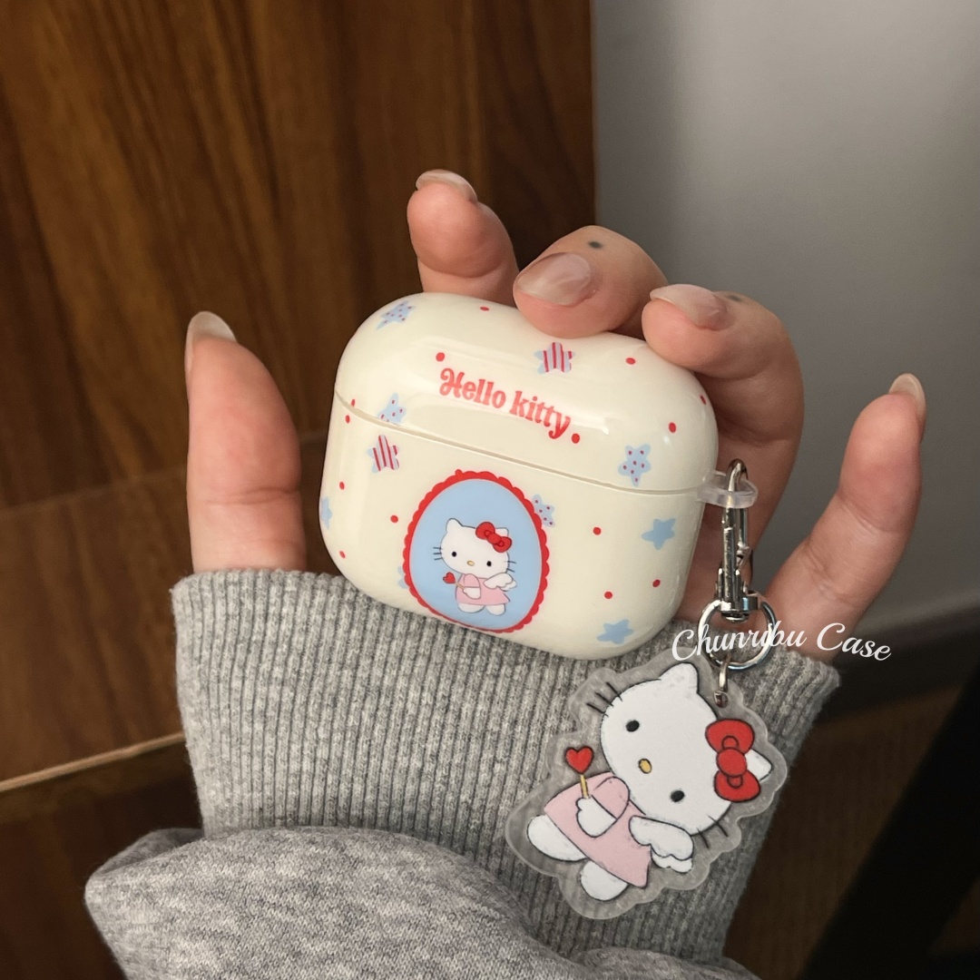 春日部防卫队Fighting｜可爱卡通趣味天使hellokitty适用苹果airpods1/2/3/4无线蓝牙耳机保护套pro二代三代