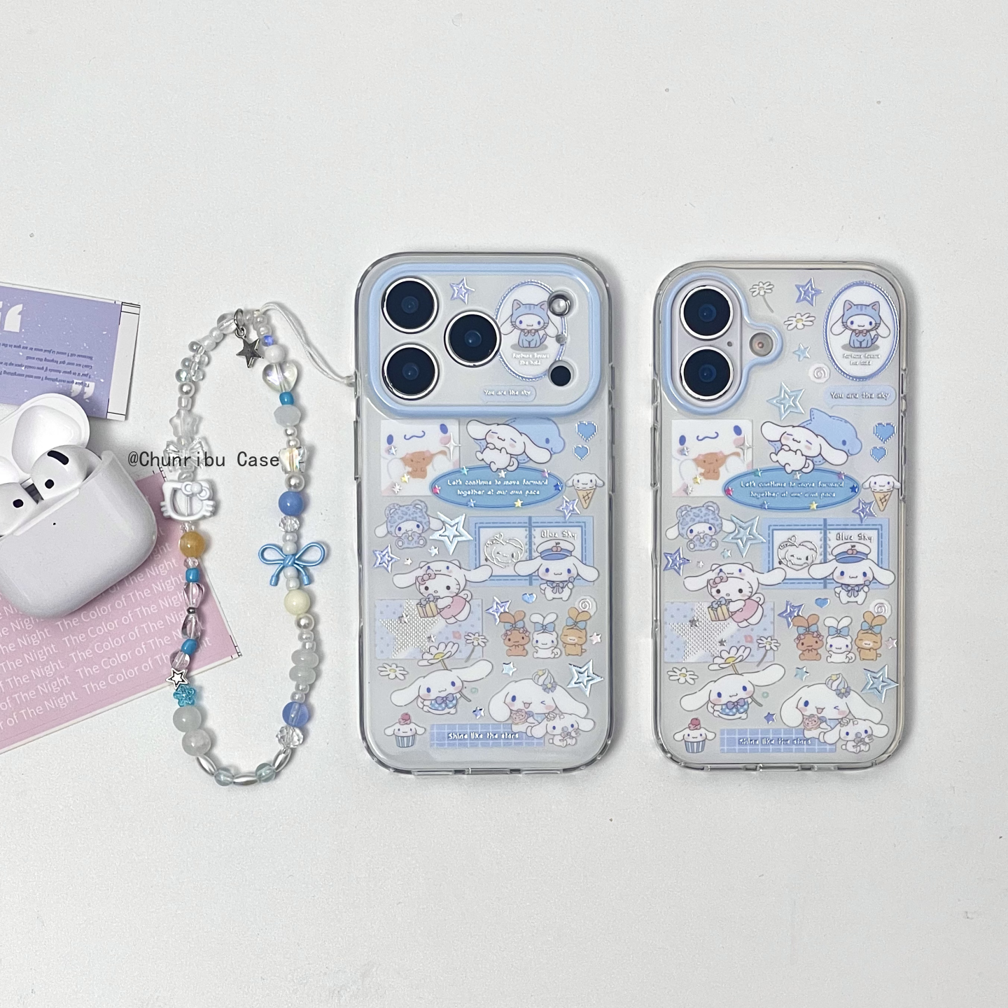 春日部防卫队Fighting｜日韩ins风可爱卡通镭射烫金蓝色玉桂狗适用苹果17/16promax手机壳双面iphone15/14/13