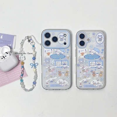 春日部防卫队Fighting｜日韩ins风可爱卡通镭射烫金蓝色玉桂狗适用苹果17/16promax手机壳双面iphone15/14/13