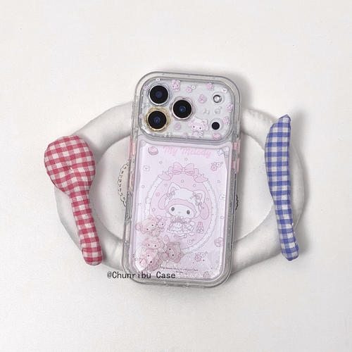 春日部防卫队Fighting｜日韩花朵透镜流沙花边蝴蝶结裙子美乐蒂适用苹果17/16promax手机壳iphone15/14/13