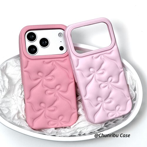 春日部防卫队Fighting｜日韩ins风小众高级粉色泡芙蝴蝶结适用苹果17/16promax手机壳硅胶iphone15/14/13