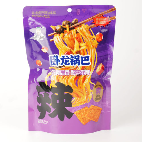 卧龙锅巴川渝麻辣味黑鸭味袋装108g×1包开袋即食独立小包多风味