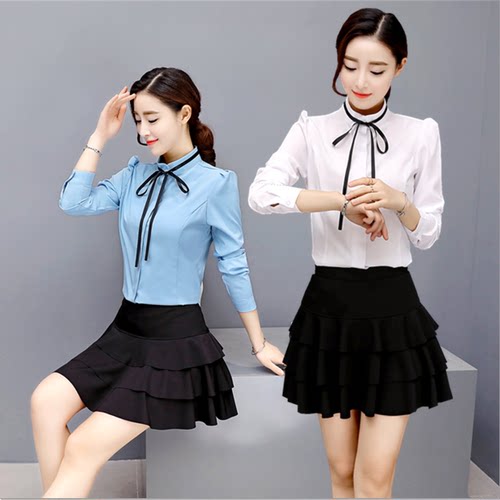 立领蝴蝶结大码幼儿园教师园服