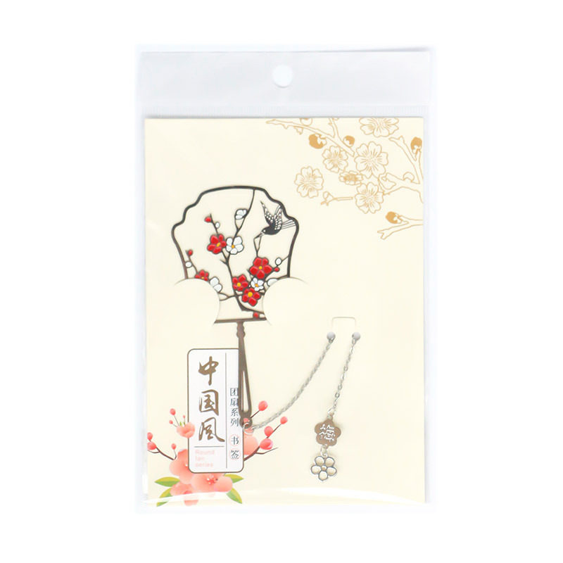 团扇金属书签中国风古风创意精致镂空烤漆工艺文创景区