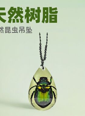 千年虫外贸水晶吊坠滴胶包埋天然昆虫独特水滴挂件编织绳礼物树脂