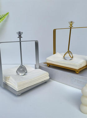 创意铁艺摆件座水晶球酒店台面金属铁艺纸巾餐厅摆件架简约压纸座