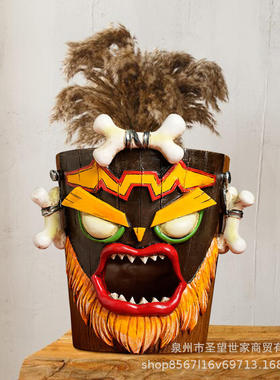 花盆愤怒面具玛雅部落图腾花插花园户外跨境庭院装饰树脂摆件