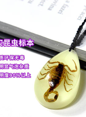 千年虫外贸水晶树脂滴胶包埋天然水滴独特昆虫挂件编织绳吊坠礼物