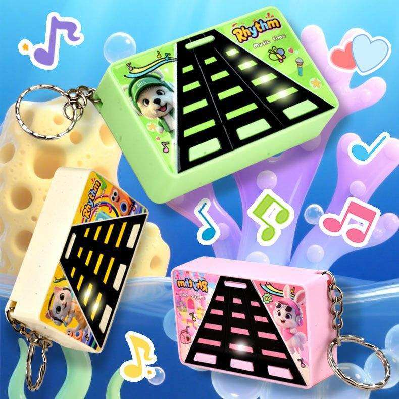 卡通12灯钥匙扣节奏大师灯光音乐迷你小游戏机长方形益智儿童玩具