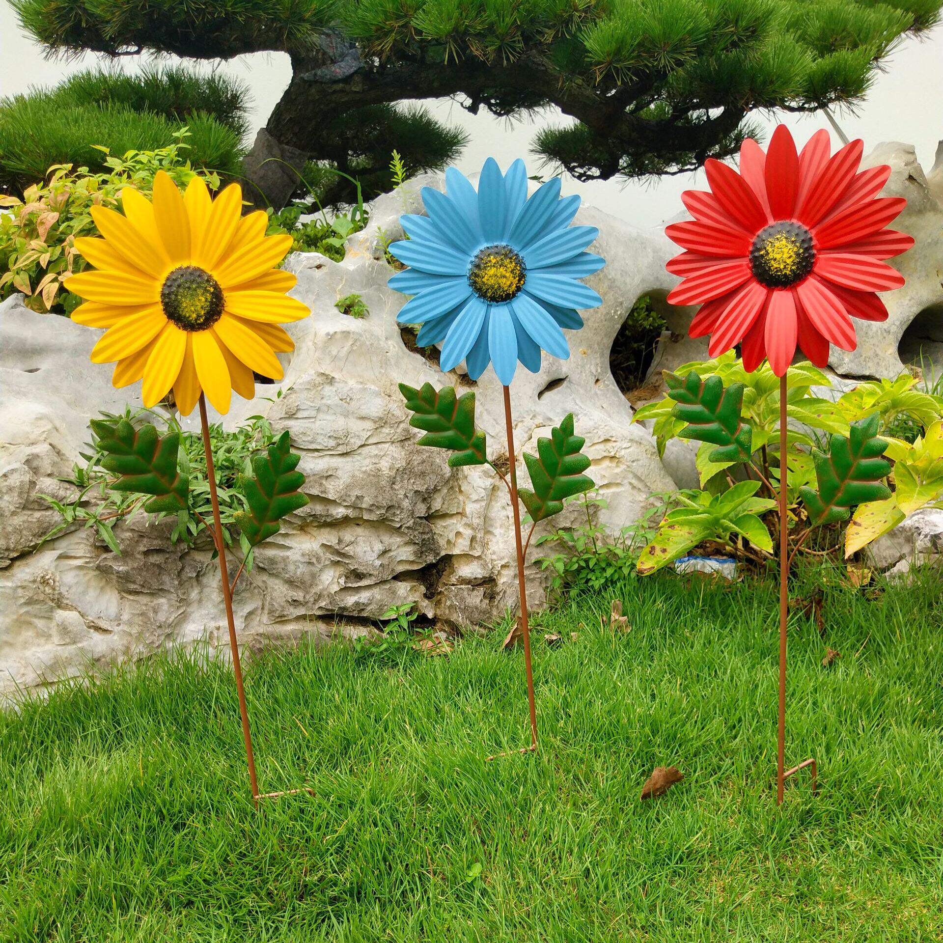 户外花园装饰铁艺别墅花盆插件花朵草坪庭院花插家居院子景观布置