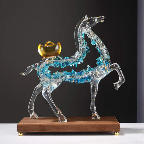 透明招财马上装饰品摆件轻奢高档有钱电视柜酒柜礼品乔迁新居客厅