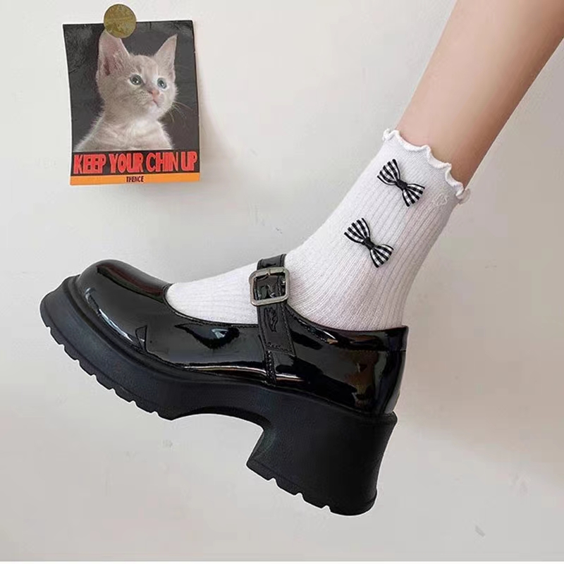 粗跟中跟学院风小皮鞋玛丽珍鞋女