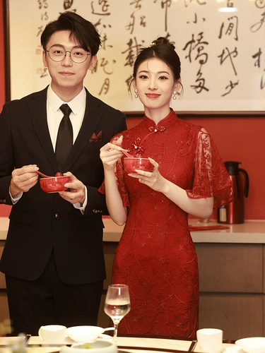 Ципао, вечернее платье, свадебное платье, красная летняя юбка, китайский стиль