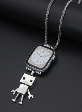 适用苹果apple手表项链羽毛吊坠iwatch表带金属表链挂脖手表链