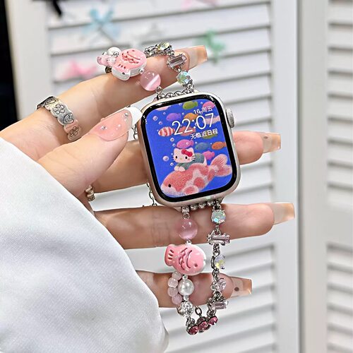 iwatchs10表带新款s9高级感s8串珠s7手链女款腕带