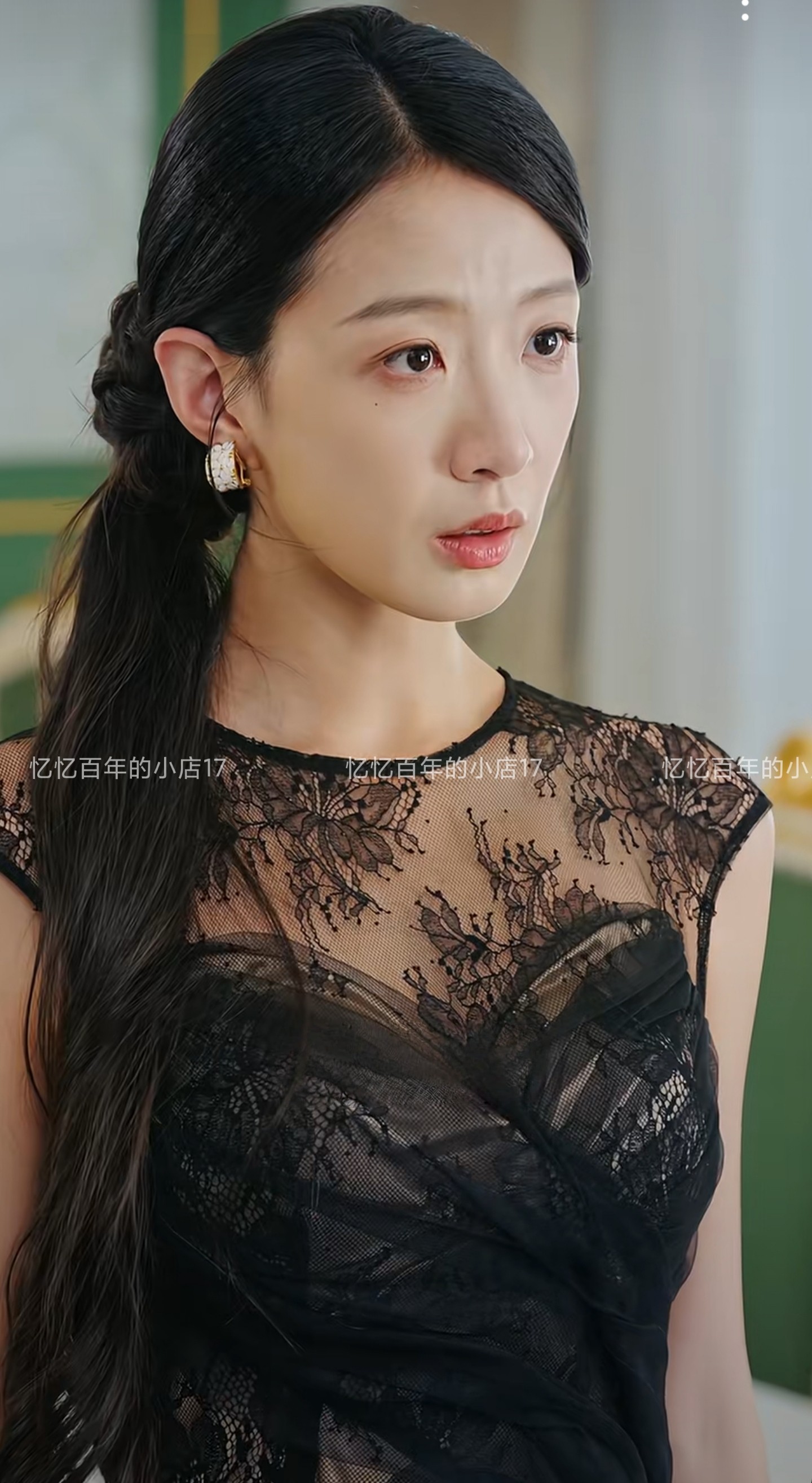 玫瑰禁区姜睿佳苏枚同款气质网纱蕾丝连衣裙法式收腰中长款包臀裙