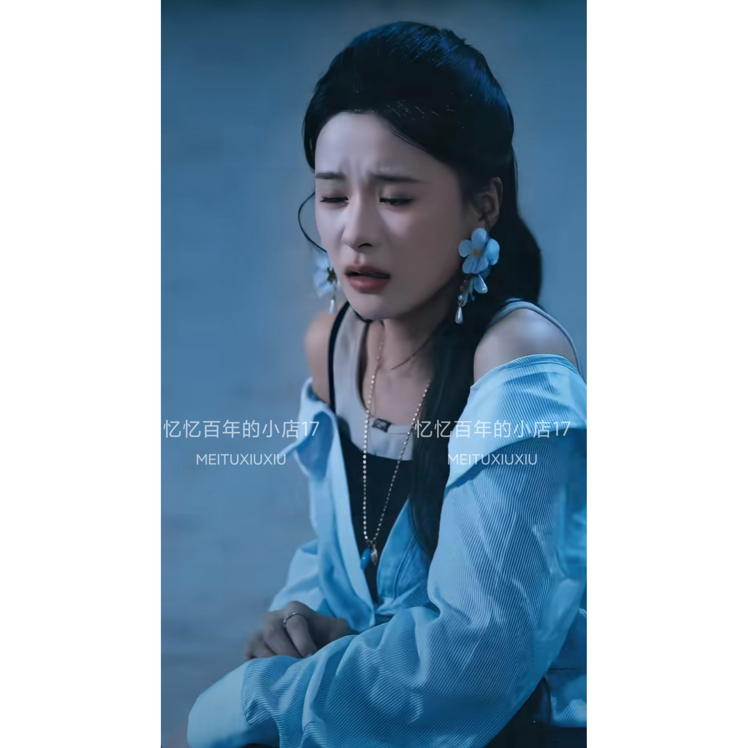 穿越时空甩掉你孟娜林见麓同款韩系设计感假两件长袖衬衫露肩上衣