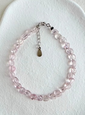 VividEon【限量】 高透 粉摩根糖豆 手链手串女 S925银 小众随型