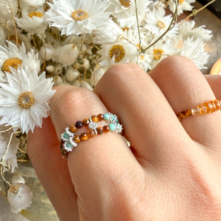 虎眼石黄水晶戒指天然石手工弹力绳戒指秋冬氛围感戒指女小众原创