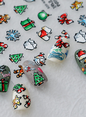 TENSOR新工艺立体薄透美甲贴纸薄韧背胶指甲贴纸饰品圣诞合集