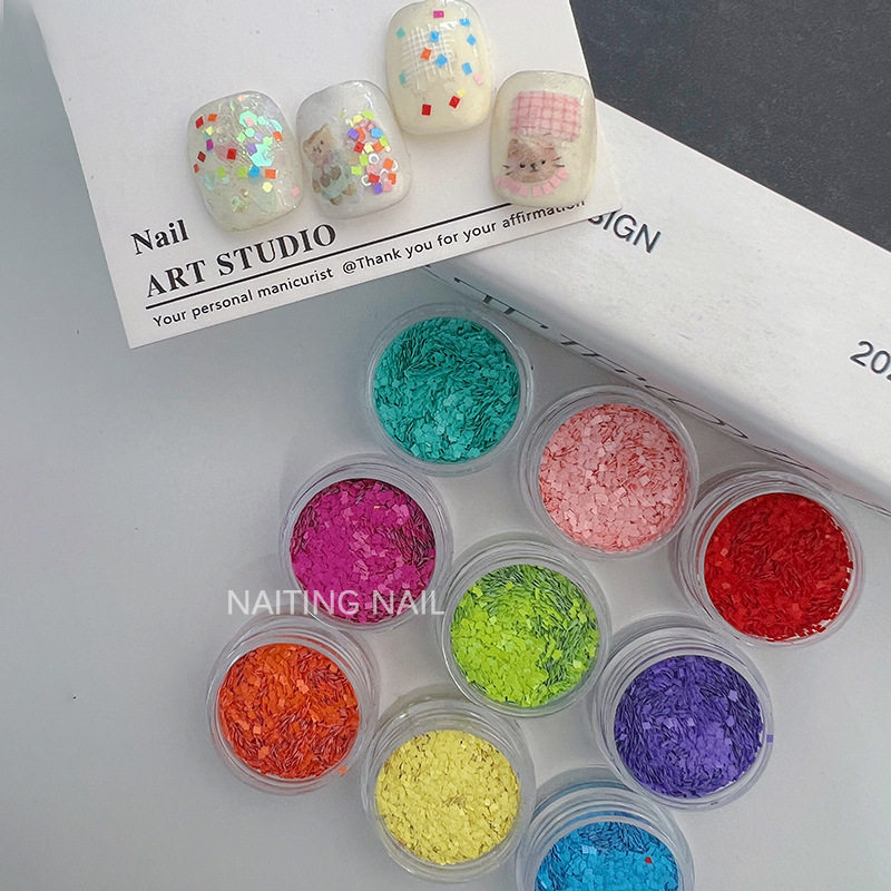 日系美甲马卡龙五彩糖果色亮片迷你小方块百搭超薄点缀指甲亮片