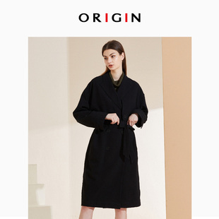 风衣外套 欧美风格 安瑞井全棉黑色显瘦风衣女秋冬时尚 ORIGIN