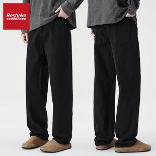 FAIRWHALE SHAKE/华菲·型格直筒牛仔裤男2025新款冬季宽松裤子男