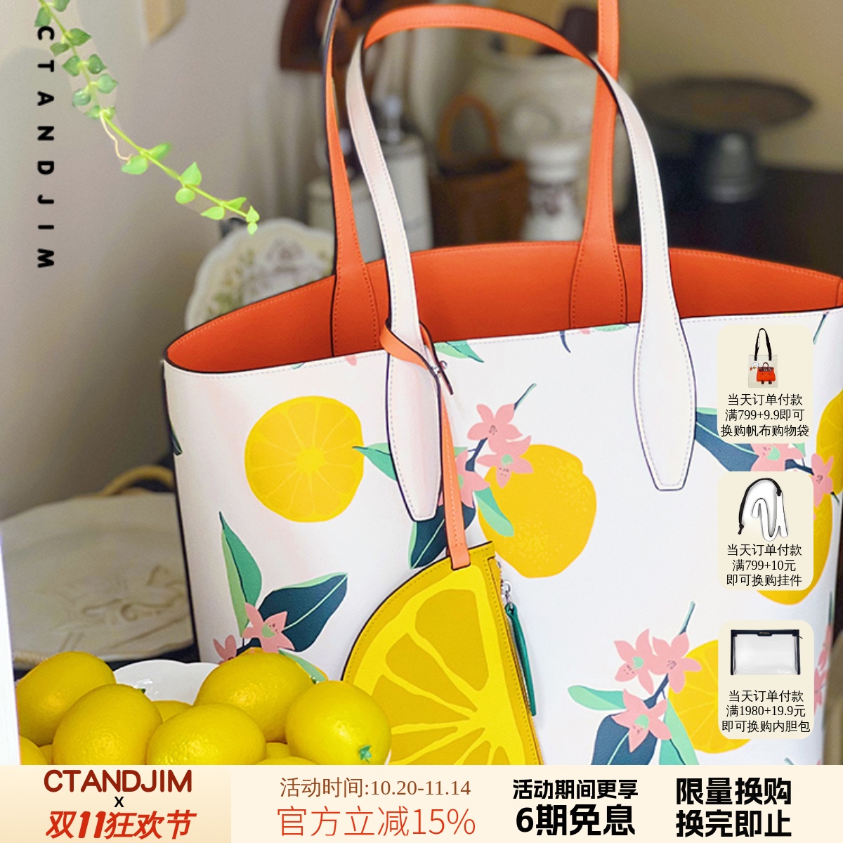 CTANDJIM腋下包印花大拼色购物袋