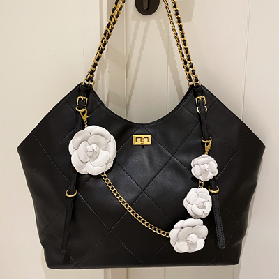 CTANDJIM头层小牛皮香风菱格腋下包 购物袋 腋下hobo包 托特包