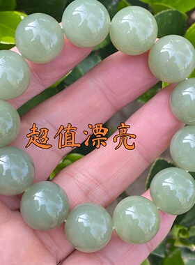 天然和田黄玉16mm圆珠佛珠手串