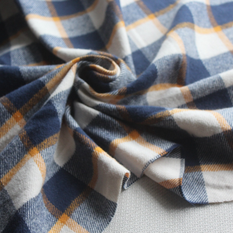 新品纯棉布料色织格纹单面磨毛中厚秋冬床品服装衬衫面料1米价