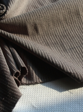 新品纯棉布料灰色纯色粗条绒简约款中厚服装面料140cm宽1米价