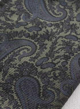 新品纯棉布粗条绒特色印染军绿色底中厚服装面料110cm宽1米价