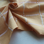 新品 棉麻布料粗麻布色织大格纹提花手工DIY面料130cm宽1米价