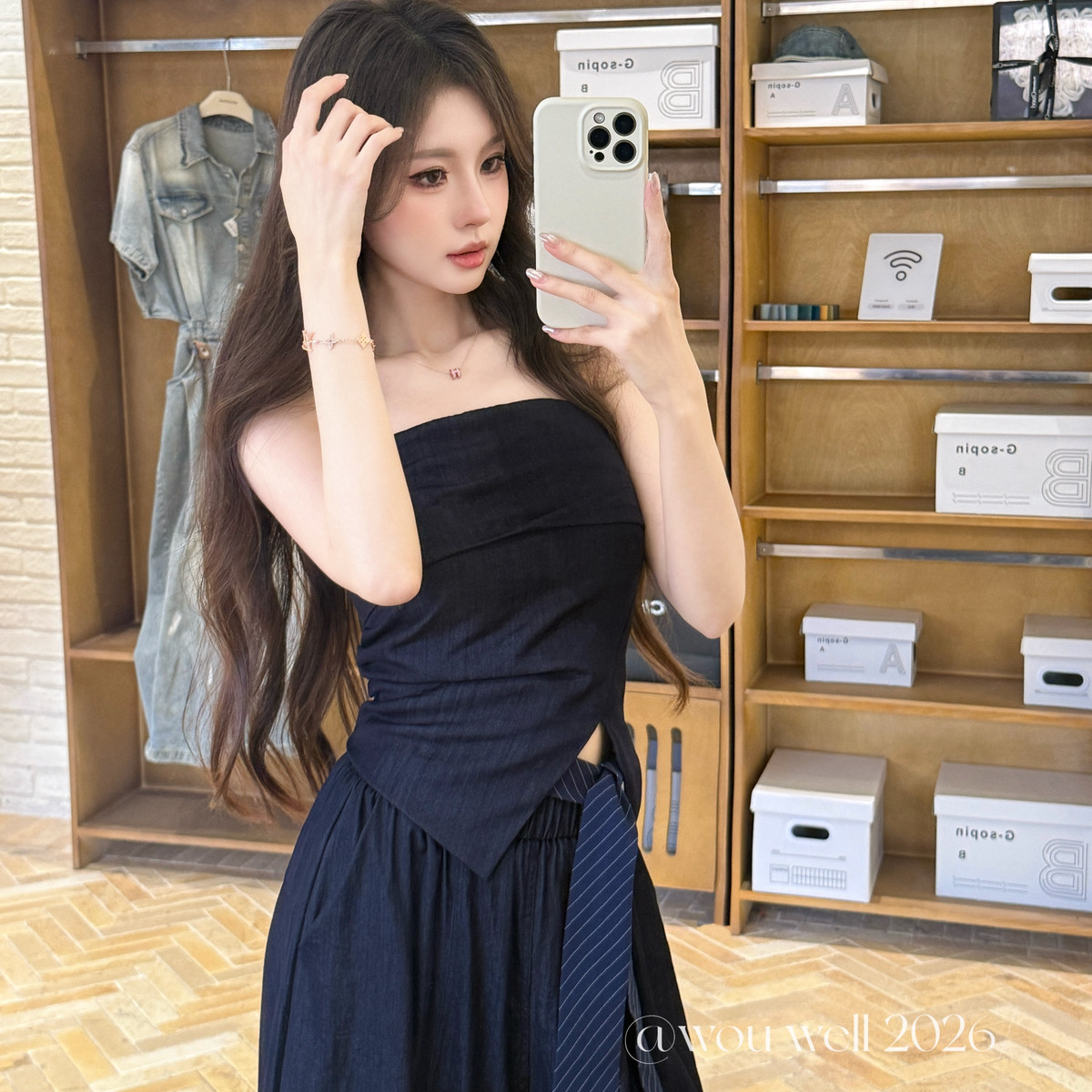 2026夏季新款韩系抹胸背心+西裤两件套套装(配领带)设计感潮酷