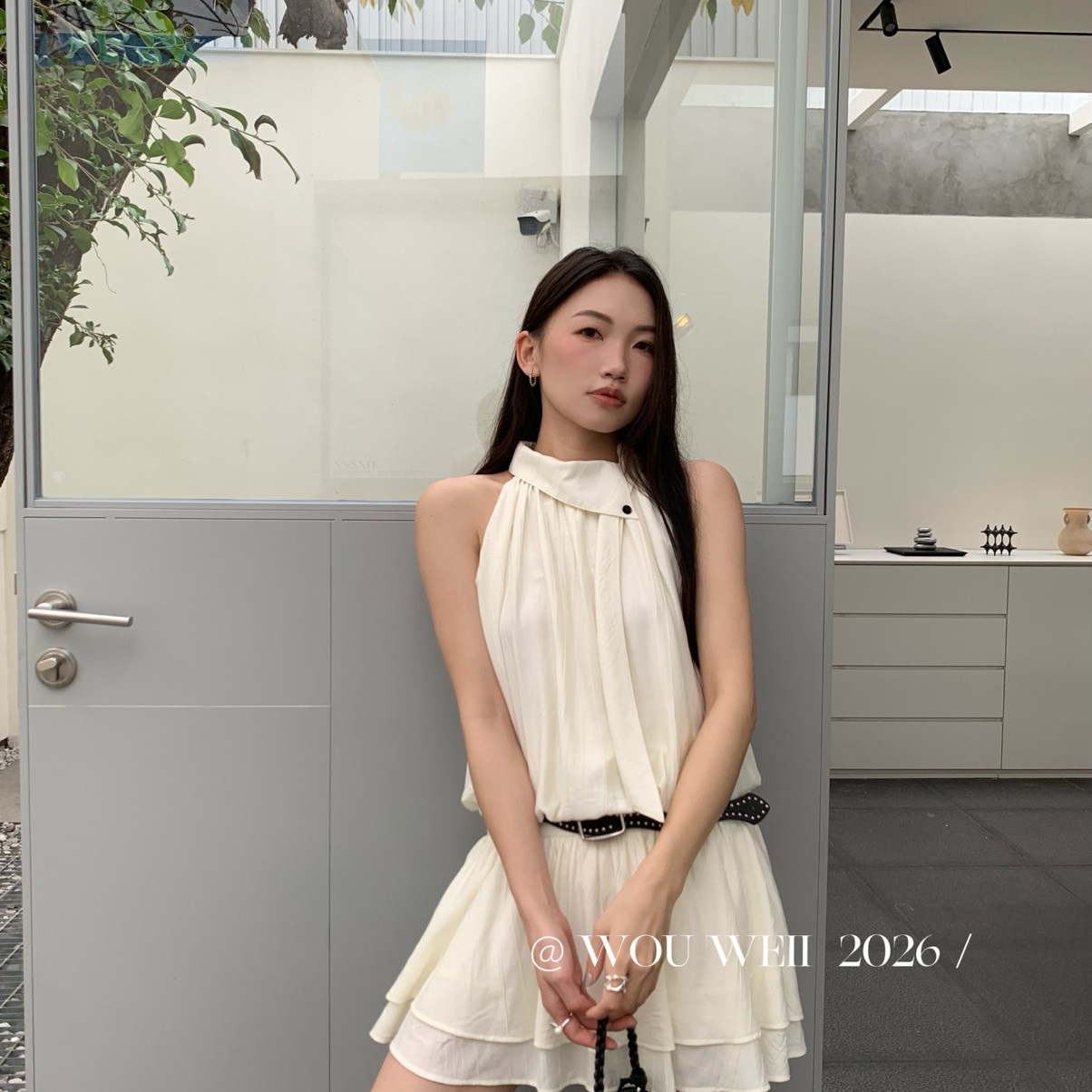 WOU WEII 無尾-款半身裙两件套套装(配腰带)(裙子有安全裤)86013