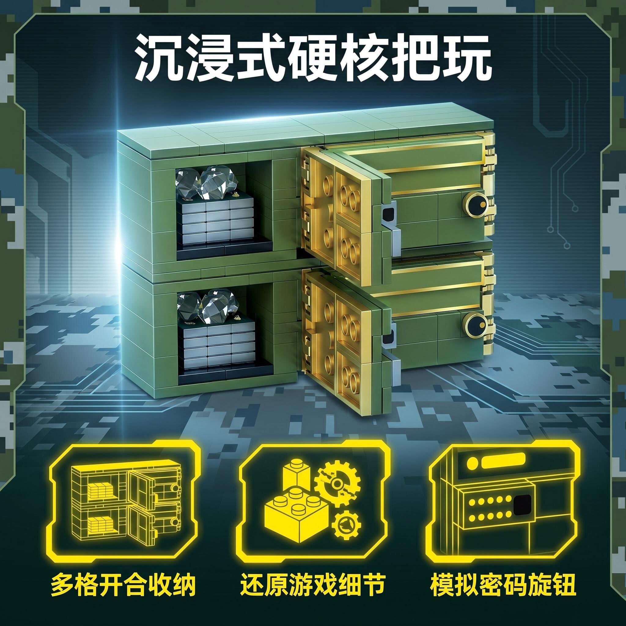 三角洲军事风格密码旋钮积木