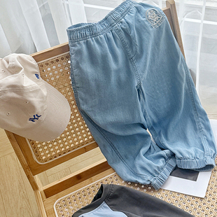 脚休闲长裤 2025春夏小熊男童女童薄款 收裤 牛仔裤 TTTJ246384I