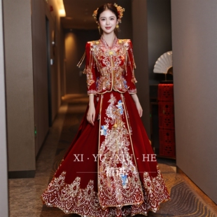 丝绒秀禾服婚服2026新款中式结婚礼服敬酒服新娘重工出阁服高端感