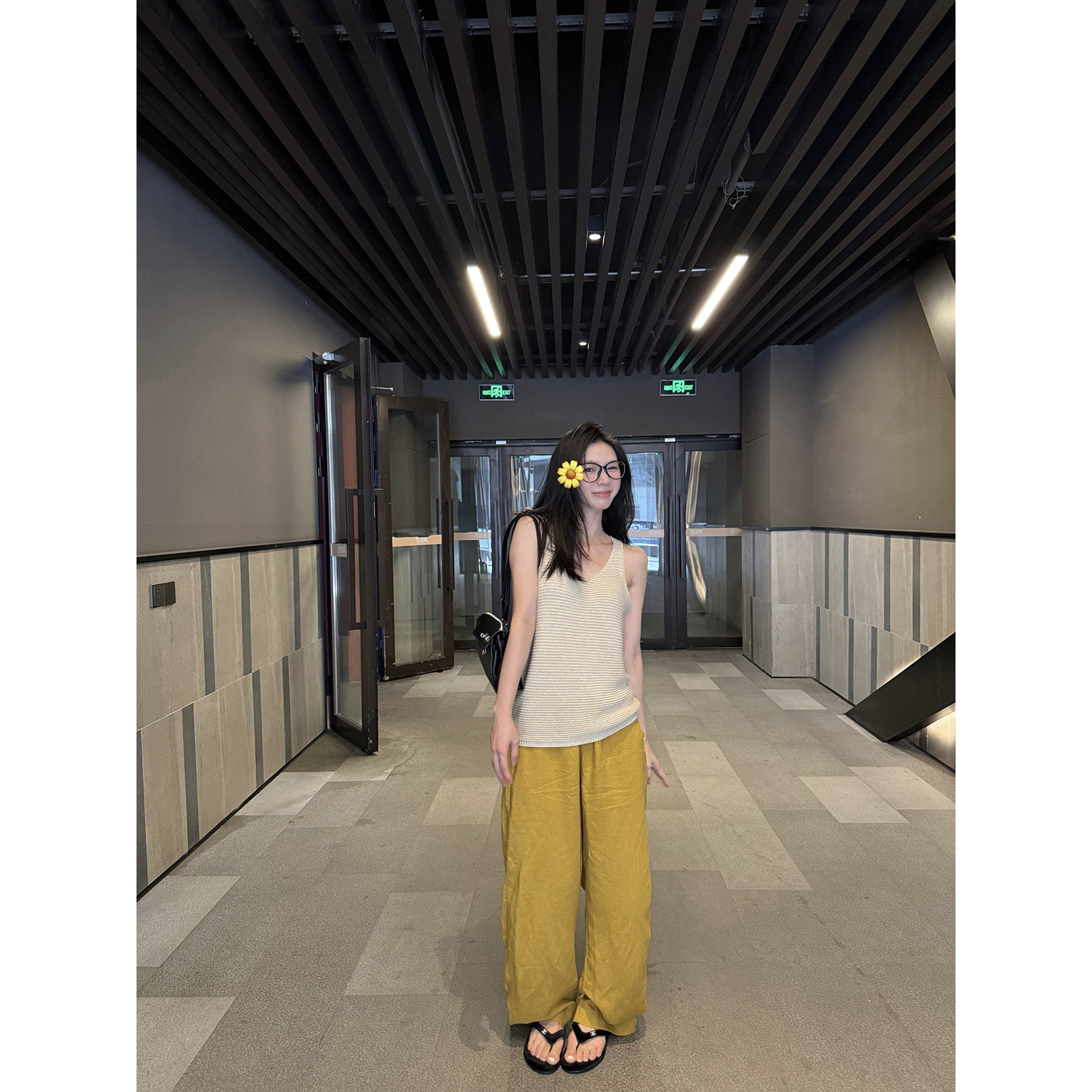 MOMENTHOME 休闲百搭天丝亚麻松紧腰慵懒垂感休闲裤长裤女夏图片