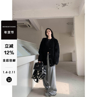 MOMENTHOME 温暖过冬*澳洲100羊毛皮毛一体宽松休闲羊羔毛外套