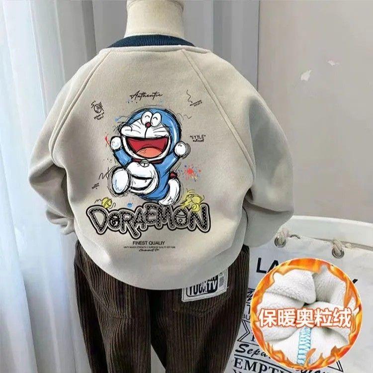 卡通哆啦A梦印花男童女童卫衣秋冬新款百搭宽松慵懒中小童上衣