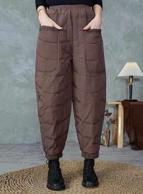 2025冬季加厚丝绵裤女防风保暖外穿轻薄感宽松休闲束脚加厚棉裤子