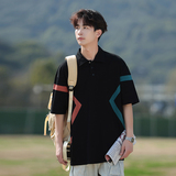 港风@宽松Polo衫男情侣中性男女T恤高端丝光冰爽棉K18-P45，男装Polo衫，星座1207-1