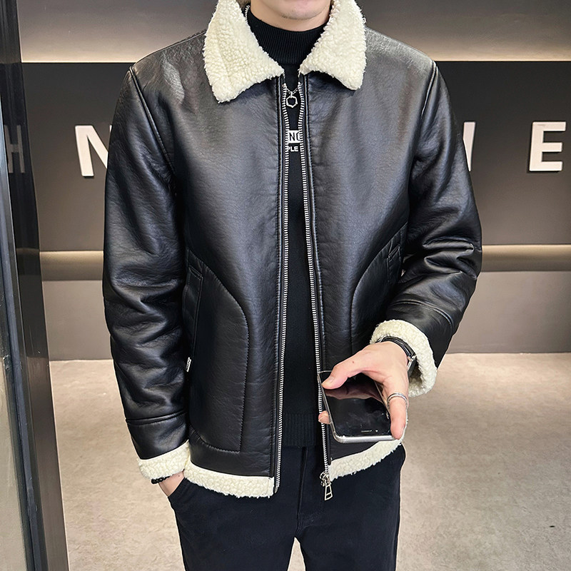 星座店主风棉衣男羊羔绒皮毛一体加绒加厚皮衣棉服MY8877-P130图片