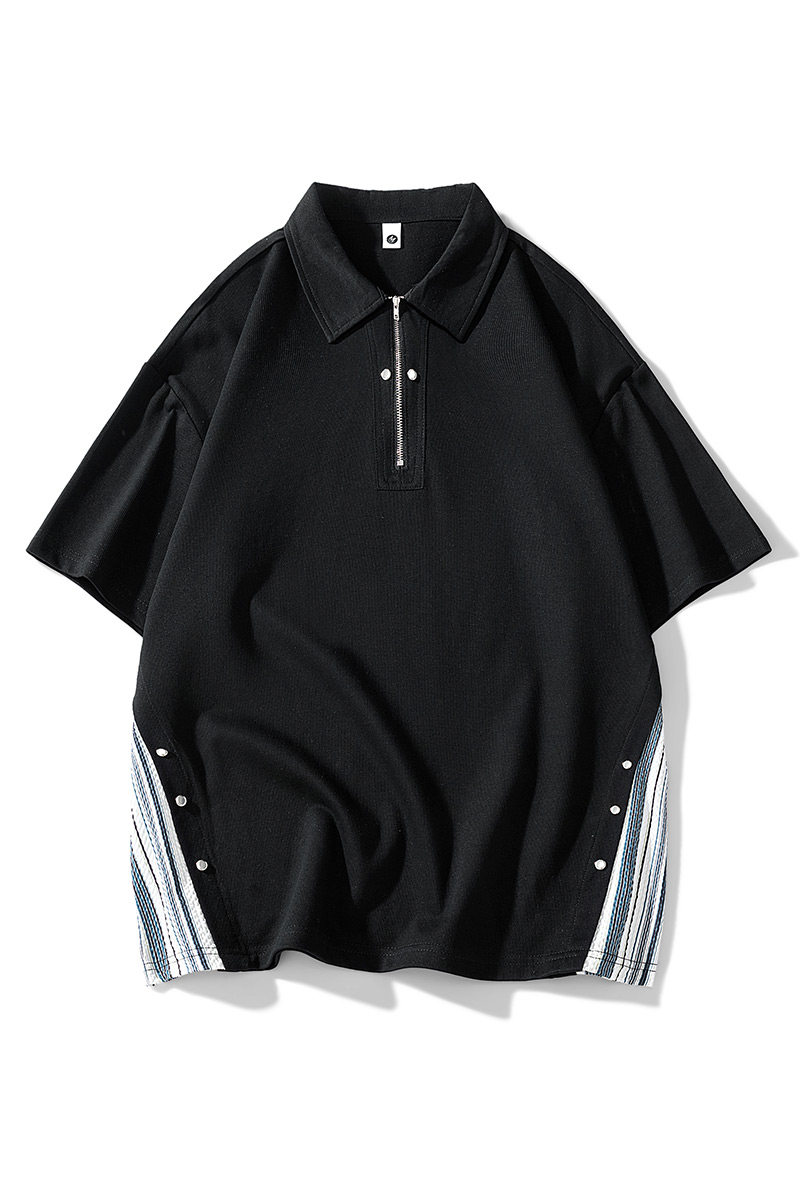 落肩宽松短袖POLO衫男得物白底港风T恤情侣中性日系男女K11-P45,男装Polo衫,星座1207-1