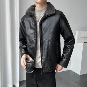 新款衣男輕熟風男裝皮衣店主風加絨加厚服羊羔絨PY0918-P100圖片