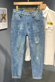 直播春夏新款牛仔裤男微跨弹力破洞薄款休闲长裤NZK955-P75，男装牛仔裤，星座1207-1